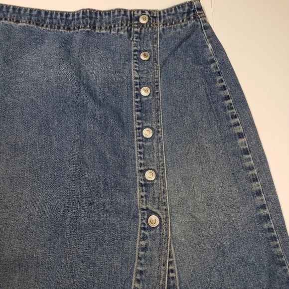 GAP Y2K denim Jean Skirt Snap Buttons Size 10 - Picture 3 of 7